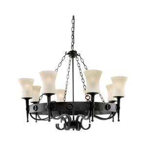 Searchlight CARTWHEEL 0818-8BK – candelabru pe lanț, 8 x E27, 60 W, 230 V, negru imagine