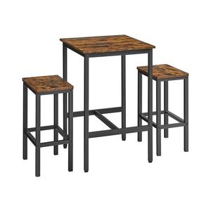 Set masă de bar cu 2 scaune BARTIS, maro/negru imagine