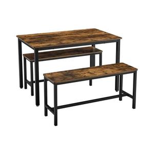 Set masă de bar TREVOR cu 2 bănci, maro/negru imagine