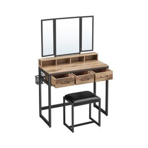 Masă de toaletă cu taburet FLORA, 28, 6x42 cm, maro/negru imagine
