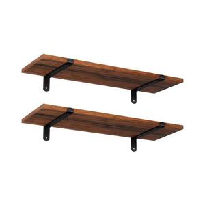 Set de 2 polițe de perete SHELFY maro/negru imagine