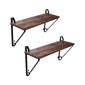 Set de 2 polițe de perete SHELFY, maro/negru imagine