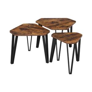 Set de 3 măsuțe laterale ELDUR maro/negru imagine