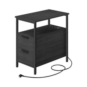 Masă laterală ROD, neagră, cu prize și porturi USB încorporate imagine