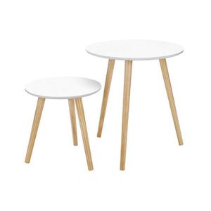 Set de 2 măsuțe laterale SERA, alb/maro imagine