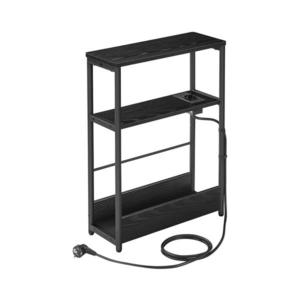 Masă laterală ROD, neagră, cu priză încorporată și porturi USB imagine