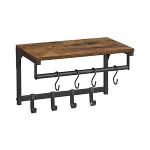 Cuier de perete NATE cu poliță, maro/negru imagine