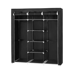 Dulap textil de depozitare MATIS 150 x 175 cm, cu rafturi și bară pentru haine, negru imagine