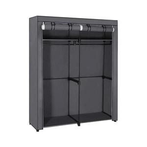 Dulap textil pentru depozitare MATIS, 140 x 174 cm, gri, cu rafturi și bară pentru umerașe imagine