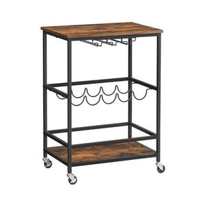 Măsuță de servire MARGE pentru sticle și pahare, maro/negru imagine