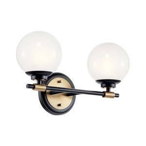 Kichler KL-BENNO2-BK-CPZ-LED Aplica de baie BENNO 2xLED/3W/230V negru/auriu IP44 imagine