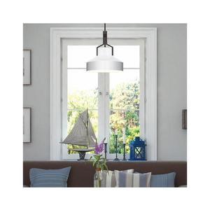 Quoizel QZ-BRECKEN-2P-OZ-OPAL - Lustră BRECKEN pe tijă, 2x E27/60W/230V, negru/alb imagine