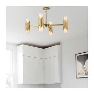 Elstead MARVELE8-AB-OPAL - Lustră MARVELE pe tijă, 8xE14/40W/230V, cu finisaj auriu imagine