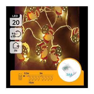 - Instalație luminoasă LED de Crăciun 3 m, 20 LED, alimentare 3xAA, alb cald, Moș Crăciun imagine