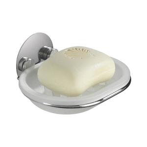 WENKO 18776100 - Suport pentru săpun TURBO-LOC, rotund, din oțel, 13 x 11 cm, crom lucios/alb imagine