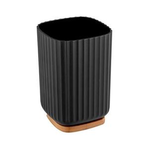 WENKO 25297100 - Pahar pentru periuța de dinți ROTELLO, 8, 5 x 11 cm, negru/maro imagine