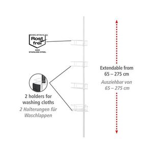 WENKO 26015100 - Poliță de colț DOLCEDO, 31 x 230 cm, inox/alb imagine