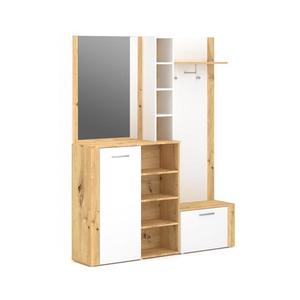 Panou pentru hol cu oglindă KEVIN, maro/alb imagine