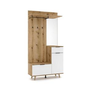 Panou pentru hol cu oglindă SVEN, maro/alb imagine