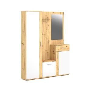 NOLAN – panou de hol cu oglindă, stejar artisan/alb imagine