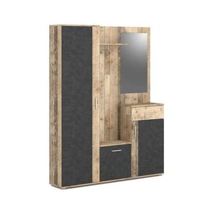 Mobilier de hol NOLAN cu oglindă, maro/grafit imagine