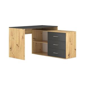 Birou JULES cu sertare și colț reversibil (stânga/dreapta), stejar artisan/antracit imagine