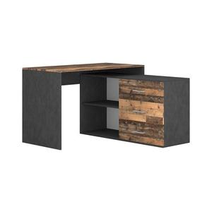 Birou JULES cu sertare și colț universal stânga/dreapta maro/negru imagine