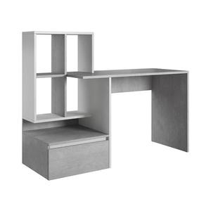 Birou cu poliță MARLO, gri beton/alb imagine