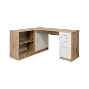 Birou cu poliță și sertare ROBERTO, varianta dreaptă, stejar artisan/alb imagine