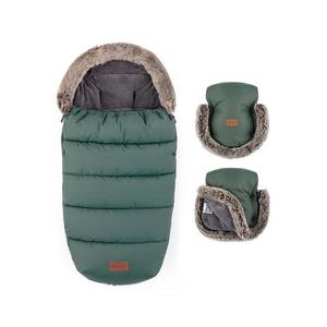 PETITE&MARS - Set sac 4 în 1 COMFY pentru copii + mănuși tip mufă pentru cărucior FURRY Khaki imagine