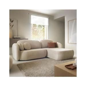 Canapea colțar extensibilă OLBIA, tip L, cu spațiu de depozitare, pe partea dreaptă, bej imagine