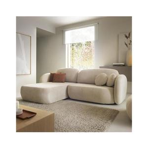 Canapea colțar extensibilă OLBIA, în formă de L, stânga, bej, cu spațiu de depozitare imagine