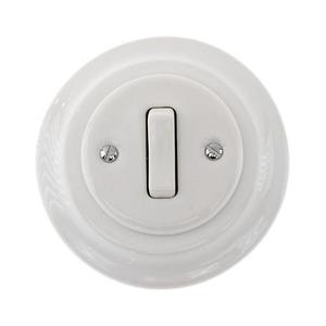 Bohemia-Design - Întrerupător retro simplu din porțelan cu ramă, pentru sonerie, alb imagine