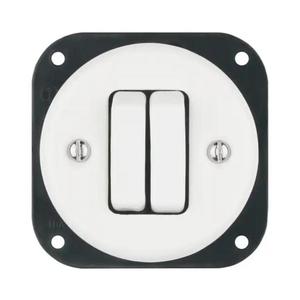 Bohemia-Design - Întrerupător dublu retro din porțelan, fără ramă, nr. 5, alb imagine