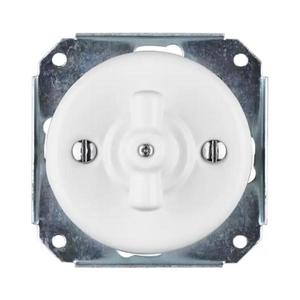 Bohemia-Design - Întrerupător retro rotativ din porțelan, fără ramă, nr. 1, alb imagine