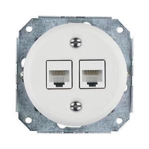 Bohemia-Design - Priză Ethernet retro din porțelan, fără ramă, 2x CAT.5E, albă imagine