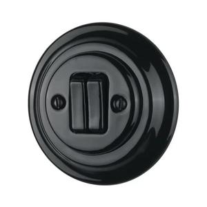 Bohemia-Design - Întrerupător dublu retro din porțelan cu ramă, nr. 6+6, negru imagine