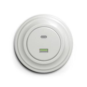 Priză USB retro A+C cu ramă, albă - lap imagine