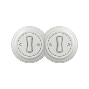 lap - Întrerupător dublu retro unipolar cu ramă nr. 1, alb imagine