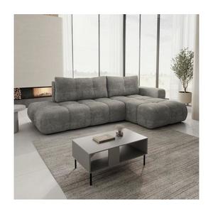 Colțar extensibil tapițat ALMADA, cu spațiu de depozitare, în formă de L, orientare dreaptă, gri imagine