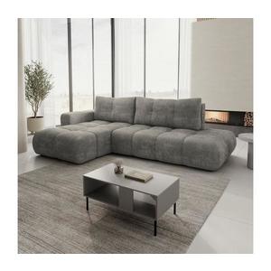 Colțar extensibil ALMADA, tapițat, în formă de L, cu spațiu de depozitare, pe partea stângă, gri imagine