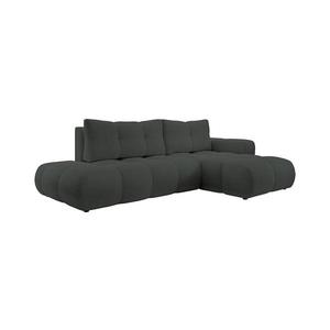 Canapea colțar extensibilă ALMADA, tapițată, cu spațiu de depozitare, în L, dreapta, antracit imagine