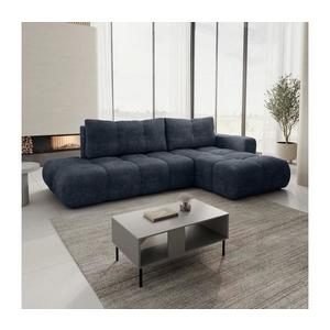 Colțar extensibil tapițat ALMADA, cu spațiu de depozitare, în formă de L, cu orientare pe partea dreaptă, albastru imagine