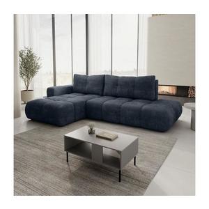 Colțar extensibil ALMADA, tapițat, cu spațiu de depozitare, formă L, varianta stânga, albastru imagine