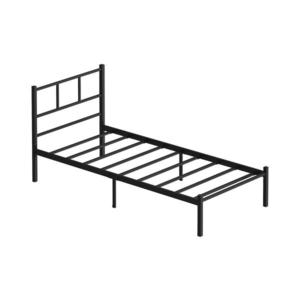 Pat metalic ROVAN 90 x 200 cm pentru o persoană, negru, sarcină maximă 120 kg imagine