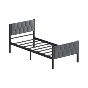 Pat metalic pentru o persoană KAROM, 90 x 200 cm, gri, capacitate de încărcare 120 kg imagine