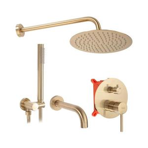 REA-P6609 - Set de duș LUNGO cu baterie termostatică încastrată, auriu periat imagine