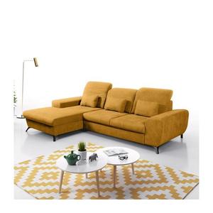 Colțar extensibil tapițat ALTA, cu spațiu de depozitare, configurație în L, stânga, galben imagine