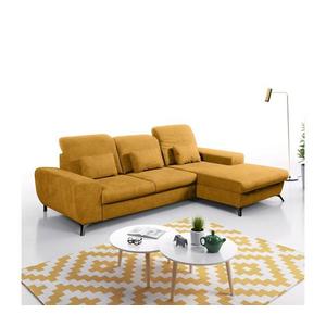 Colțar tapițat ALTA, extensibil, cu spațiu de depozitare, configurație în L, pe partea dreaptă, galben imagine