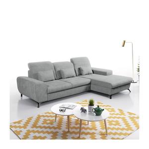 Colțar extensibil tapițat ALTA, cu spațiu de depozitare, formă L, pe partea dreaptă, gri imagine